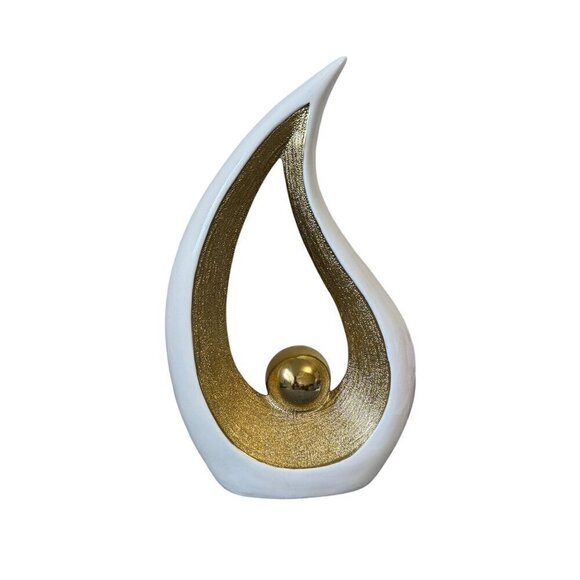 Modern Decorative Objects White Pearl and Gold Home Accent Art Ceramic 12.8" H - Picture 2 of 9